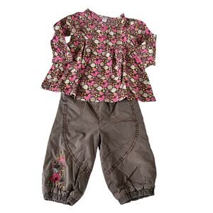 Adorable Baby Girl Pink Bow Blouse & Bubble Pants Set